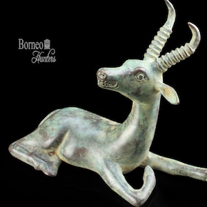 Bronze Antelope Figurine: Slender Gazelle Impala Sculpture, 7&quot;
