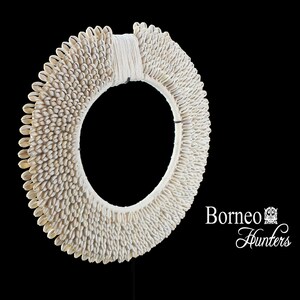 Papua Cowrie Shell Plate: Tribal Necklace Decor on Stand