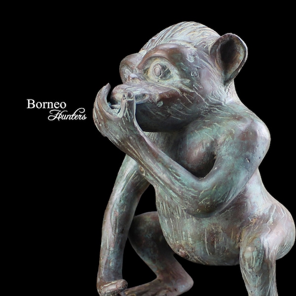 Perplexed Monkey Figur 15,55" Bronze Affe Skulptur Süßer Affe/Schimpanse/Orang Utan Dekor