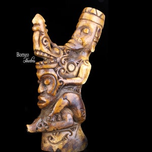 Borneo Charm Figure, 4.8" Dayak Charm, Bone Sculpture Kalimantan Indonesia Amulet Figure
