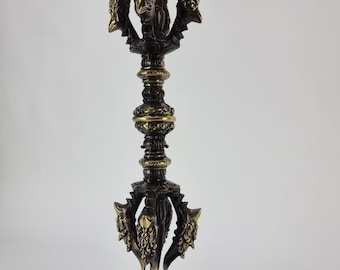 Brass Vajra,Dorje, Thunderbolt 42.5CMPUJA Symbolic Tool Of Indestructibility; Hindu &Buddhist Traditions