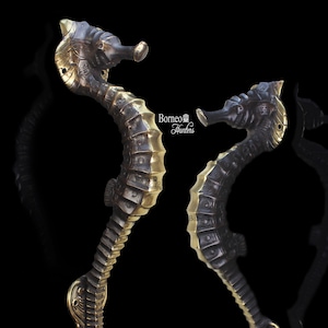 10.25&quot; Seahorse Door Pulls; Door Handle, Seahorse Cabinet Handle, Decorative Marine Creature For Wall Accented &#39;Gold&#39;
