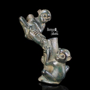 Two Monkeys On A Trunk Sculpture 5&quot;/12cm Bronze Monkey, Monkey Figurine, Monkey Sculpture; &quot;Monkey Forest&quot; Animal Theme Home Decor