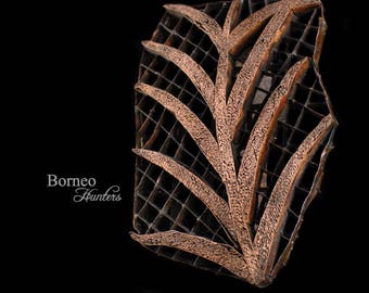 Vintage Floral Batik Stamp: Indonesian Copper Sarong Block (8.5x6.25")