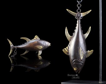standing TUNA FISH solid BRASS statue 23 cm display trophy heavy 9" B hollow 