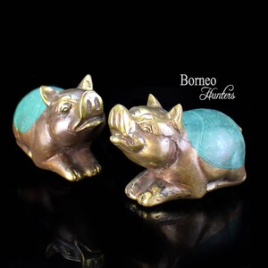 Handcast Brass Piglet Figurines: Good Luck Home Decor (Set of 2)