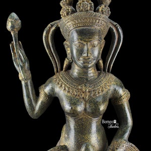 APSARA Statue 60CM Antique Cambodian Bronze Apsara Statue In Khmer Style 7.14lb