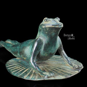 Bhujangasana Yoga Frog on Lilly Pad 10.6 Bronze Fairy | Etsy