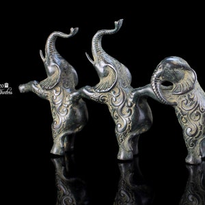 10.2&quot; Bronze Elephant Happy Elephant Elephant Family Sculpture Raised Trunk Elephants Good Luck Elephant Wild Life Sculpture