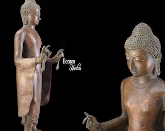 16.5" (42 cm) Buddha Statue, Bronze Buddha, Buddha Sculpture, Buddhist Statue, Dharmachakra Mudra;Wheel of Dharma/Union Of Method & Wisdom