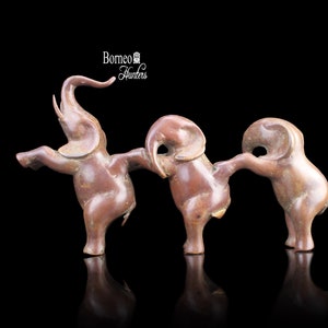 10.2&quot; Three Elephants, Elephant Family, Bronze Elephants, Abstract Elephants, Elephant Figurines, Antiqued Elephants