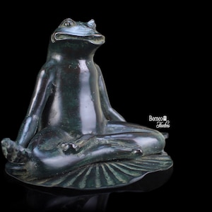 Asana Yoga Frog Bronze Sculpture 4.5&quot; Cute Frog, Frog Statue Animal Theme Outdoor Indoor Home Decor