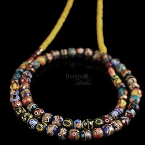 Bead Necklace From Borneo. NEW BEADS. Tribal Dayak Iban Kayan Handmade Glass Beads, Currency Trade Beads, Colorful Beads/17.5&quot;Long/73g