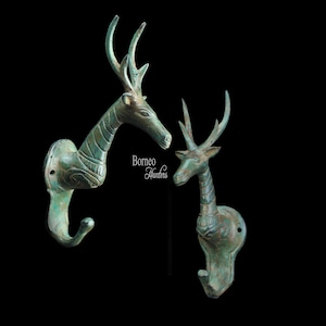Deer Wall Hook/Coat Hanger/Coat Hook 5.75&quot; Set of 2 Wall Decor / Bathroom Storage/Rustic Decor, Farmhouse Decor, Coat Rack Wall Mount /Home