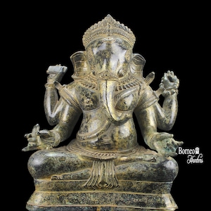 Ganesha Statue Antique Khmer (Cambodian) Style Bronze Four Armed Ganesh 14.9&quot;/38CM