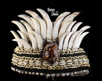 Seashell Crown/Headdress Tribal Papua Latmul Headgear/Tiara/Bonnet Collectible Costume Accessory Ornament