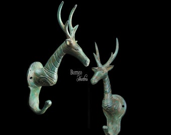 Deer Wall Hook/Coat Hanger/Coat Hook 5.75&quot; Set of 2 Wall Decor / Bathroom Storage/Rustic Decor, Farmhouse Decor, Coat Rack Wall Mount /Home