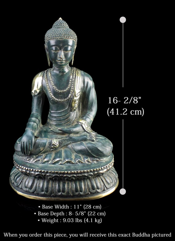 Stone Buddha ~ 7.25" Fantastic Teaching Dharmachakra 