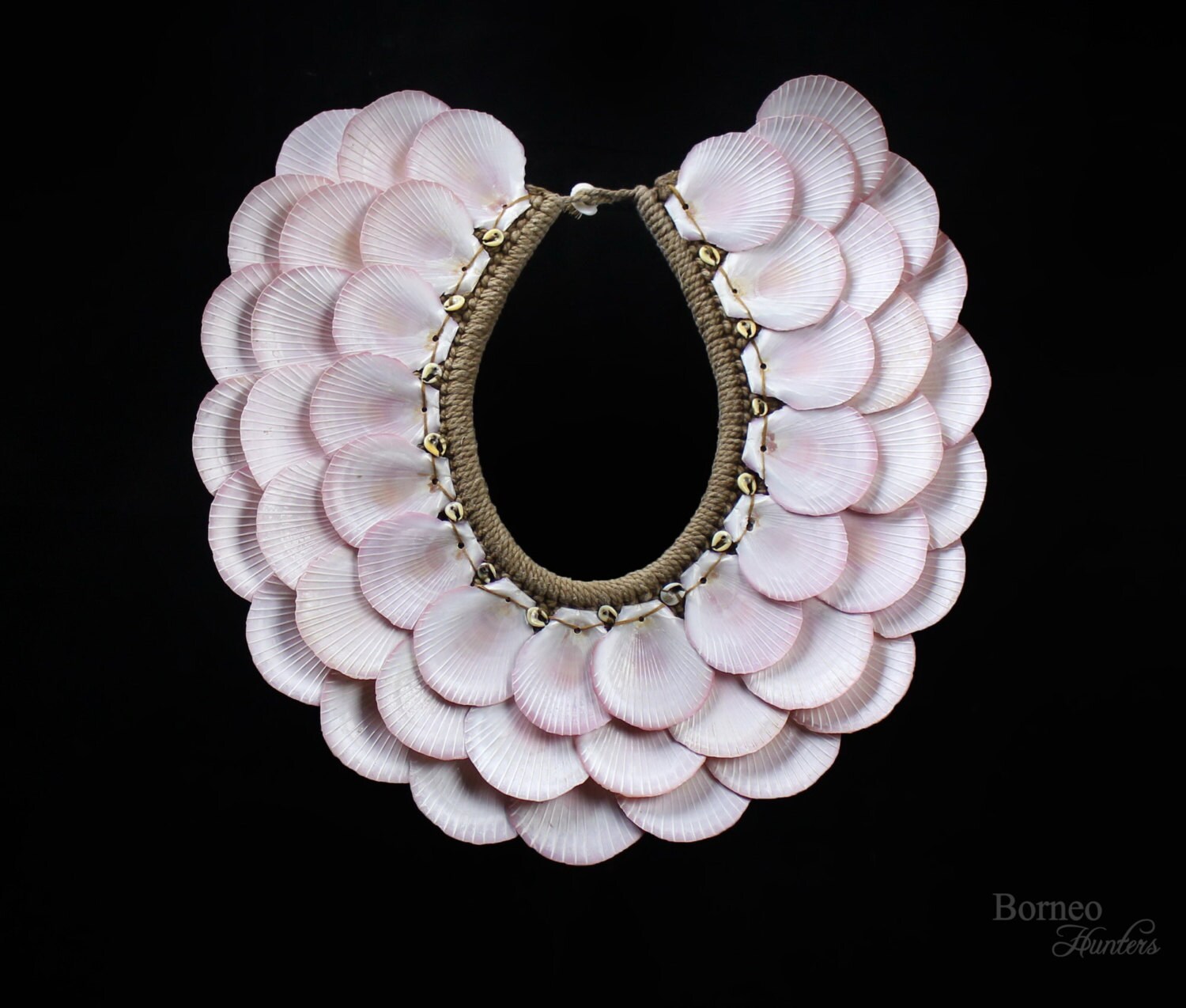 Pink Moon Shell Necklace Tribal New Guinea Brown Braided ...