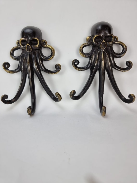 20x13x4cm Wall Hook Wall Hanger Brass Hook Jacket Hook Coat Hook Bag Hook  Octopus Skull Hook sold as Pair -  Canada