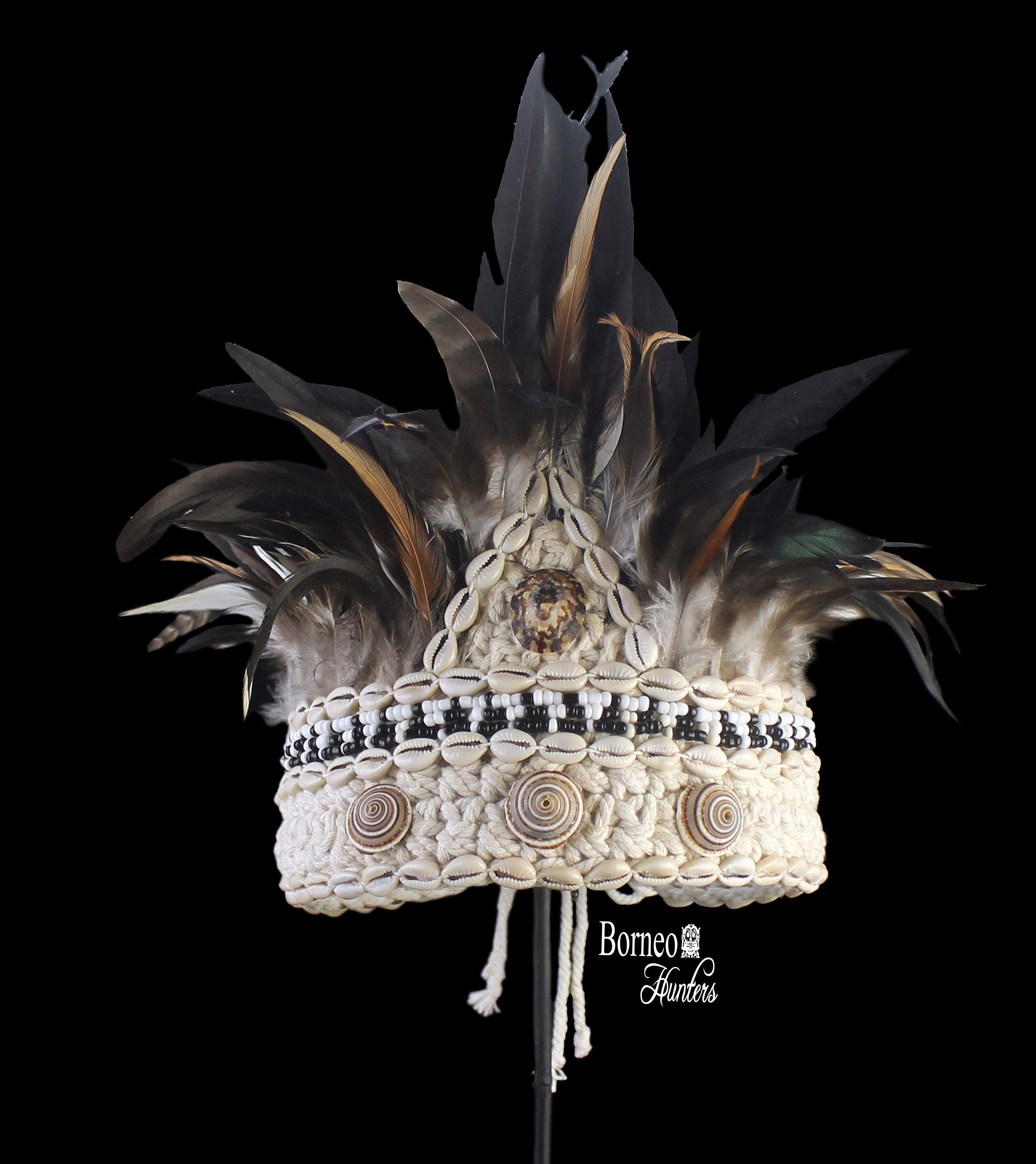Woven Headdress Decorated With Feathers And Seashells Party Crown Tiara Handmade Costume Accessory Headgear Boho