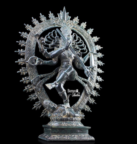 真鍮製ナタラジャ像：六本腕のシヴァ神、舞踏の神（13.4インチ