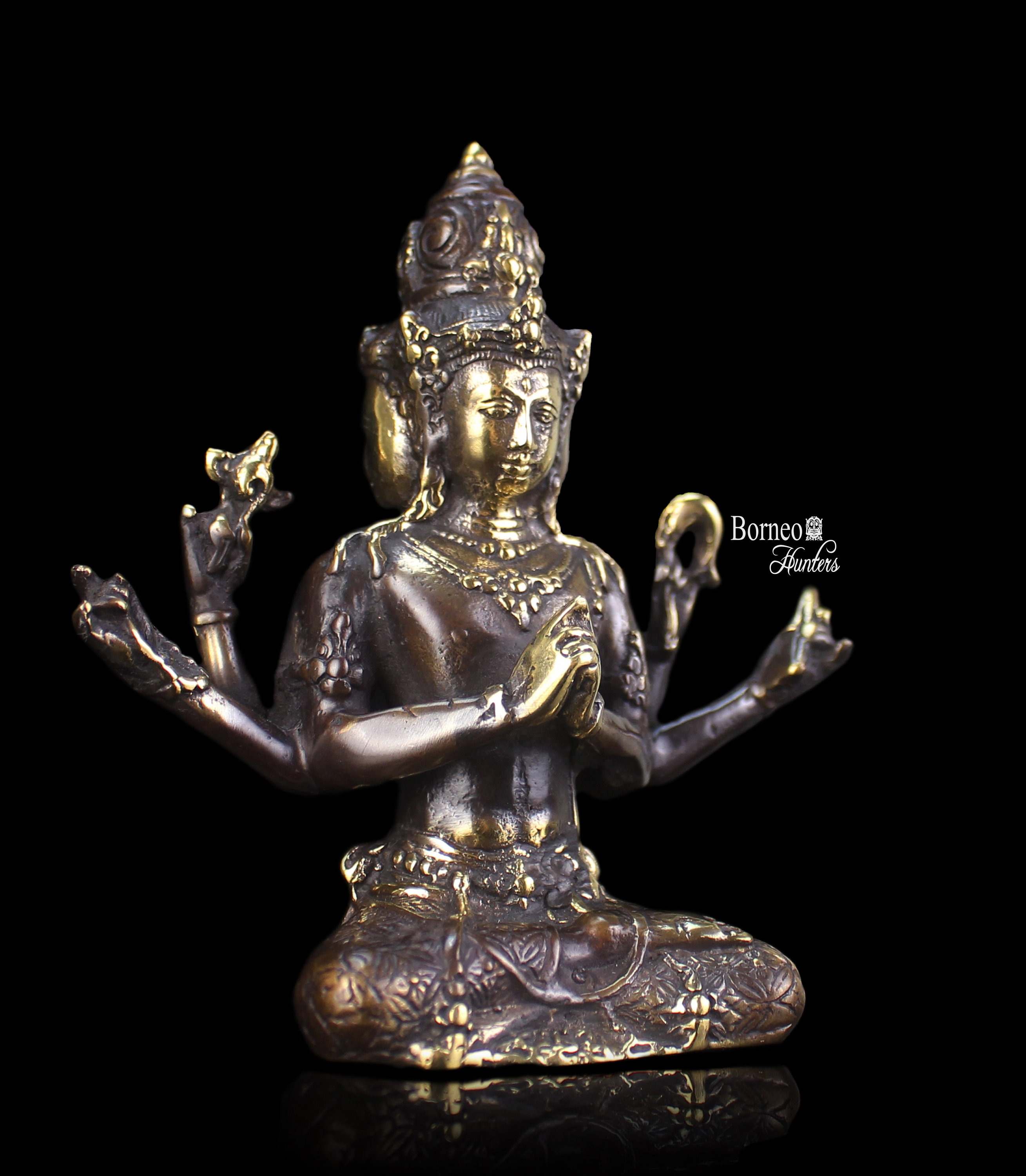 ダッタトレーヤ（ヴィシュヌ・シヴァ・ブラフマー）像 金属製