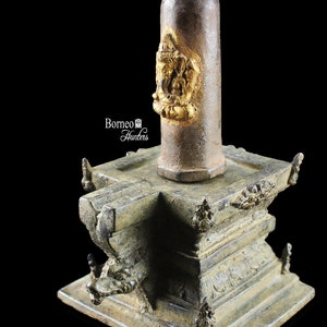 Lingam Linga Yoni 7.5 Antique Indonesian Bronze Shiva Lingam With Yoni Sculpture Perfect for Small Home Altar 4lb image 2