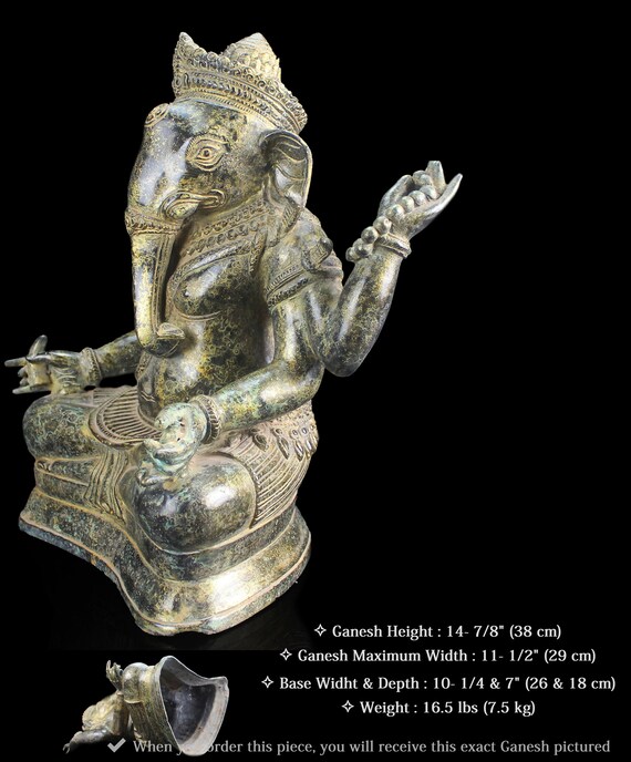 Amulet brass figurine statuette Ganesha origin Cambodia 