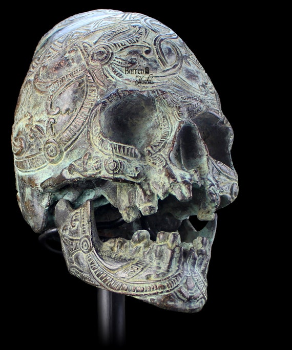 珍品　頭蓋骨　髑髏　ビンテージ　スカル　置物　ブロンズ 珍品 頭蓋骨 髑髏 ビンテージ スカル 置物 ブロンズ 16.5インチの