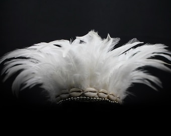 White Real Feathers Armband - Woven Armlet - Upper Arm Cuff-Smooth White Long Feather Upper Arm Bracelet - Also Available in Pink And Purple