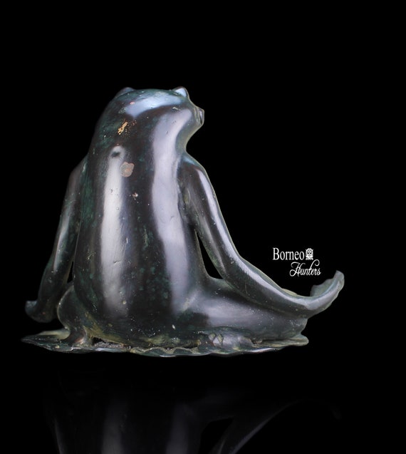 Skulptur Figur Bronze teilpoliert Yoga Frosch 