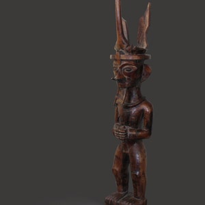 Nias Figure 35&quot; Royal Ancestor Adu Figure From Indonesia Antique Primitive Ethnographic Indigenous Artwork Ancestral Wooden Effigy