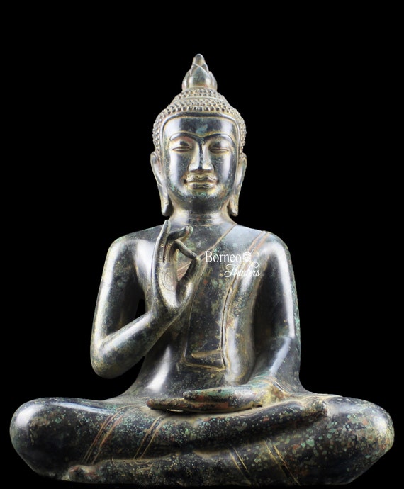 Skulptur Figur Bronze Glück Buddha China Antik Stil 