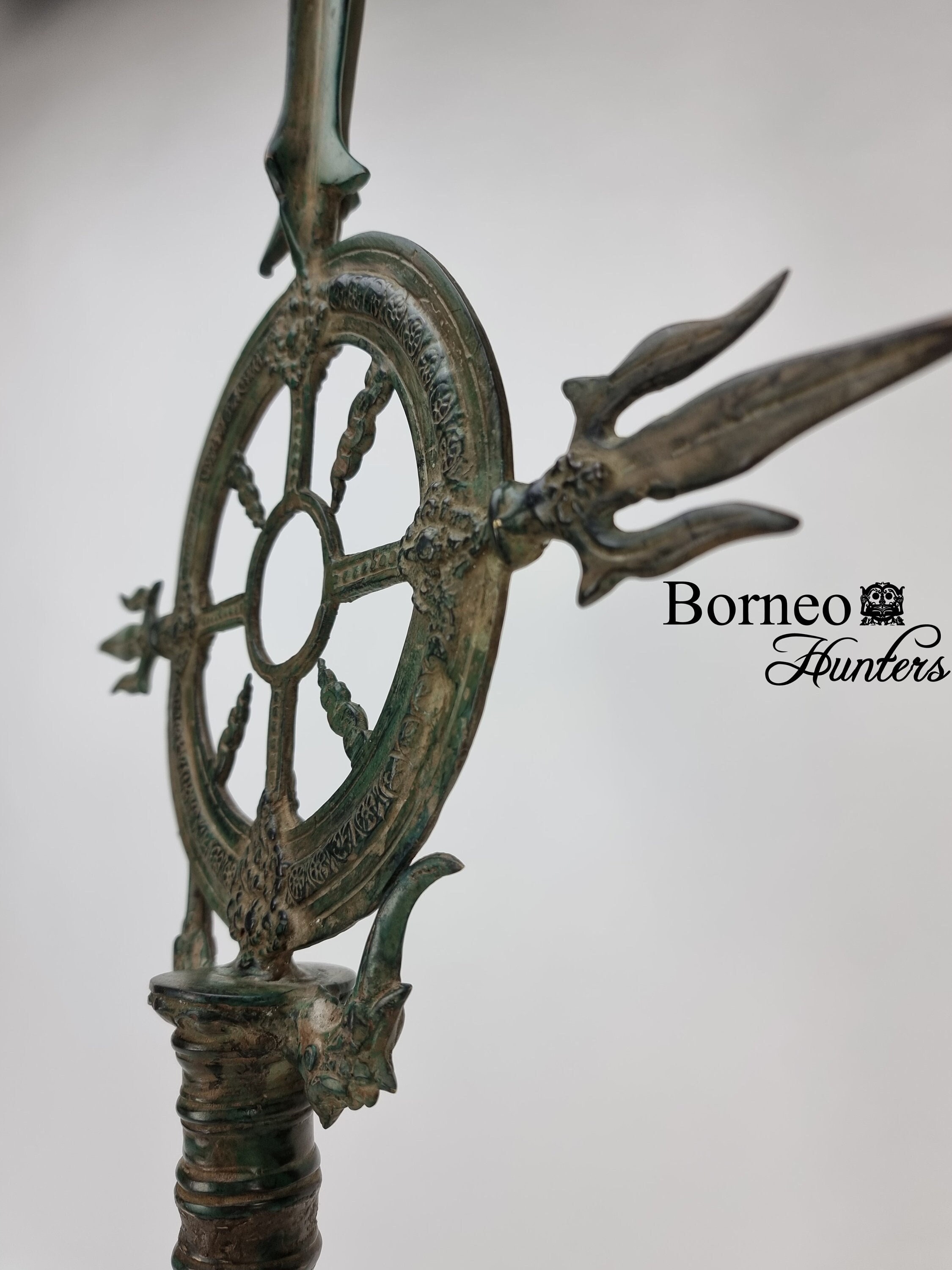 Bronze Chakra Sculpture: Hindu God Shiva Weapon, Samsara Wheel (27"/68cm)