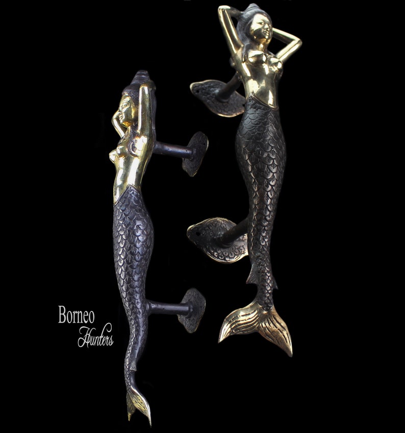 Mermaid Door Handle Knob Pull 13/ 33cm Brass Mermaid Etsy