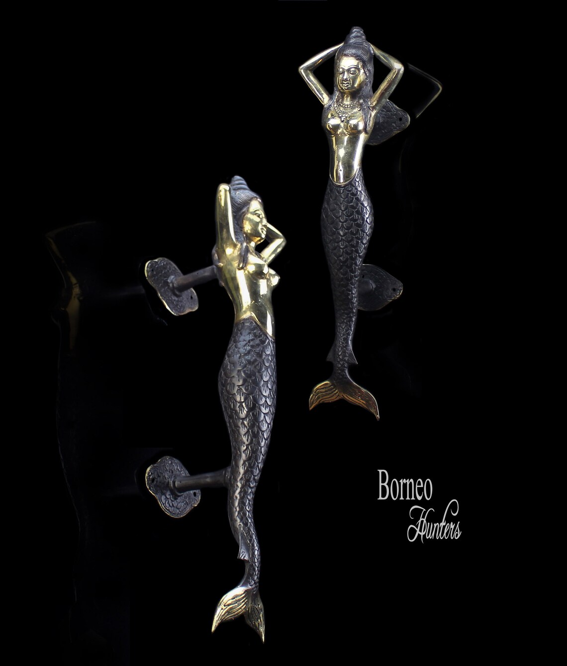 Mermaid Door Handle Knob Pull 13/ 33cm Brass Mermaid Etsy