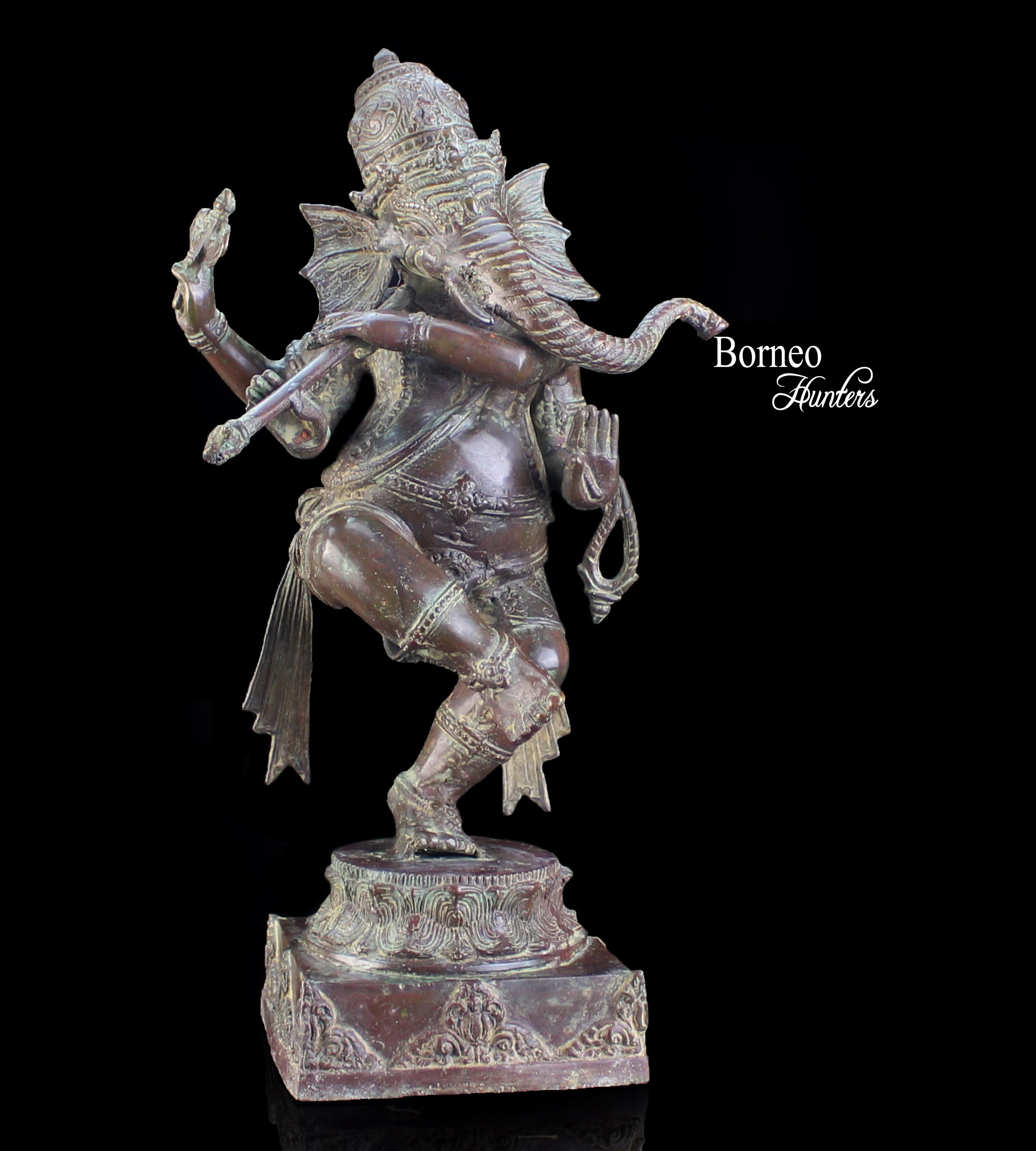 Dancing Ganesha Statue 14.6" Brass Hindu God Sculpture