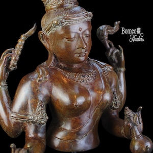 4 Armed Parvati Torso On Base 17&quot; Bronze Bust of Beautiful Devi Parvati