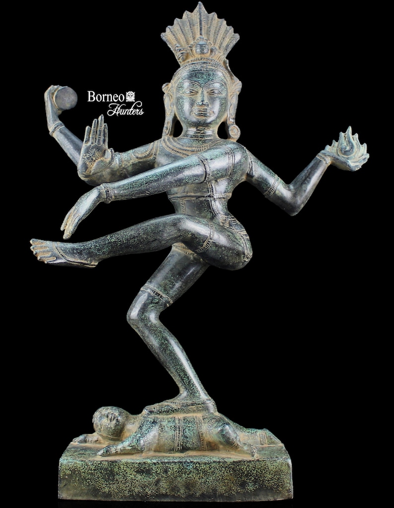 Shiv Turtle Antique Khmer Style Bronze Dancing Shiva Nataraja Statue (16-3/8 Inch ...
