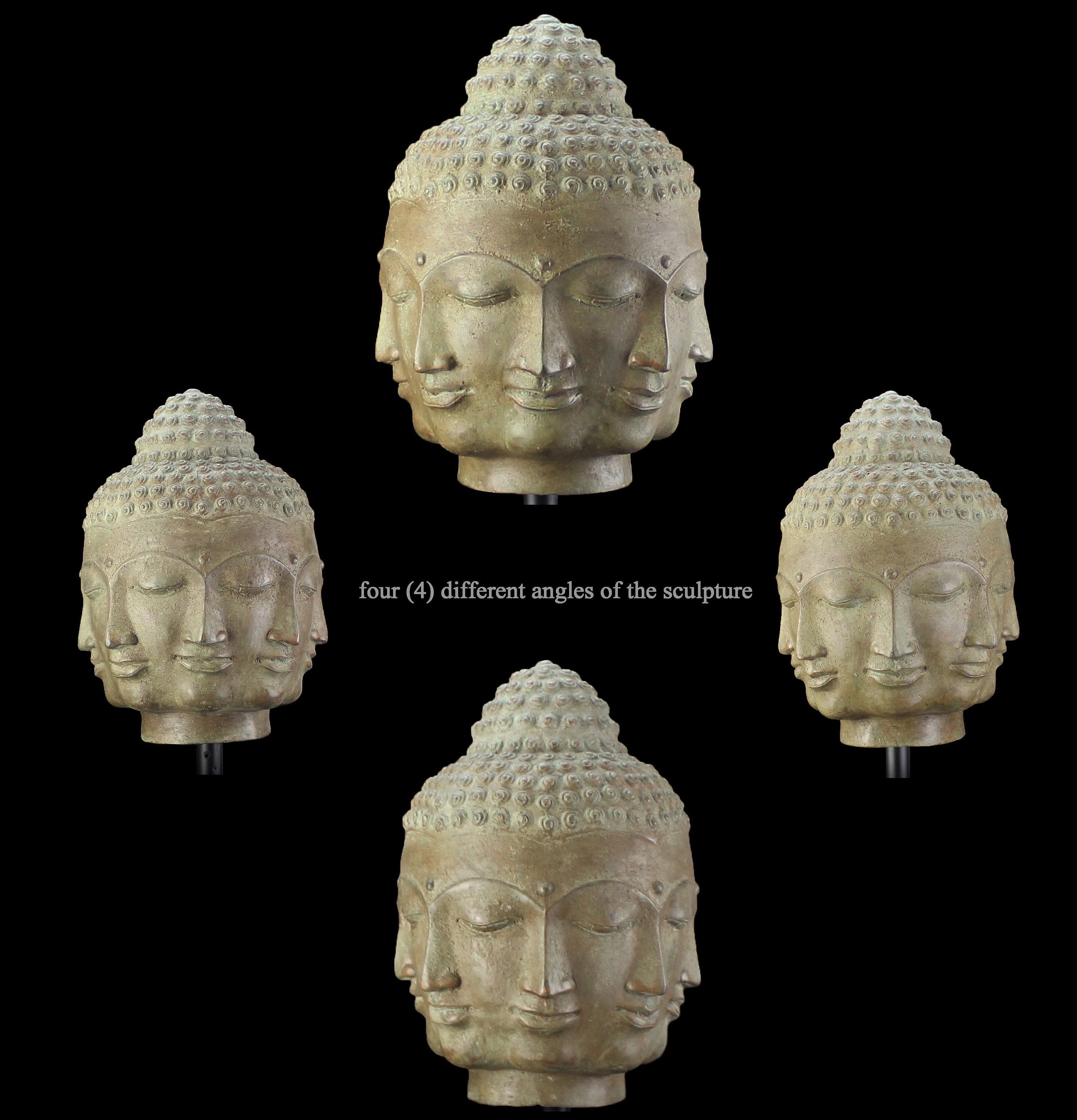 八面仏頭像：台座付きブロンズ彫刻（高さ58cm） - Etsy 日本