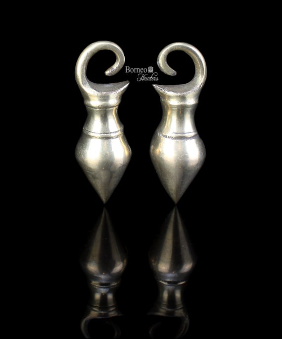 3x1" Tribal Ear Weights From Borneo Dayak Tribe B… - image 1