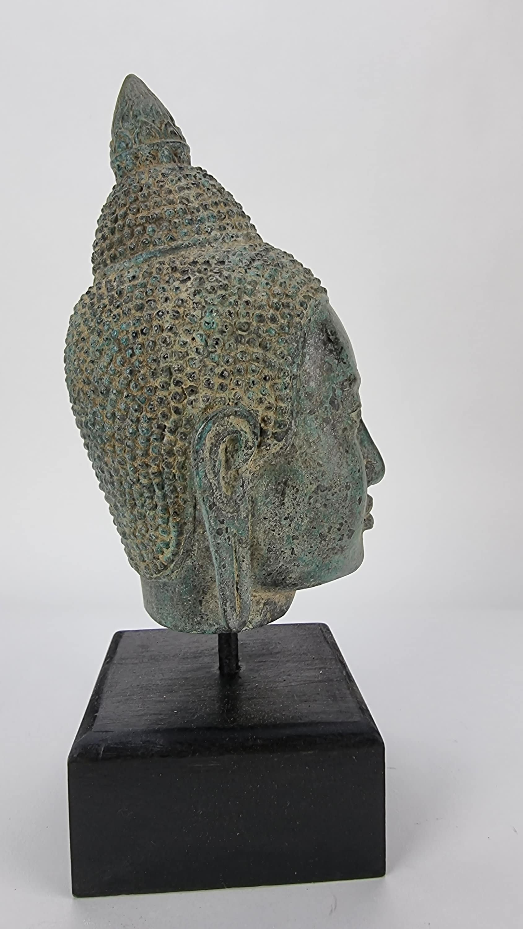 クメールブロンズ仏頭像：カンボジアのアンティークスタイルの装飾