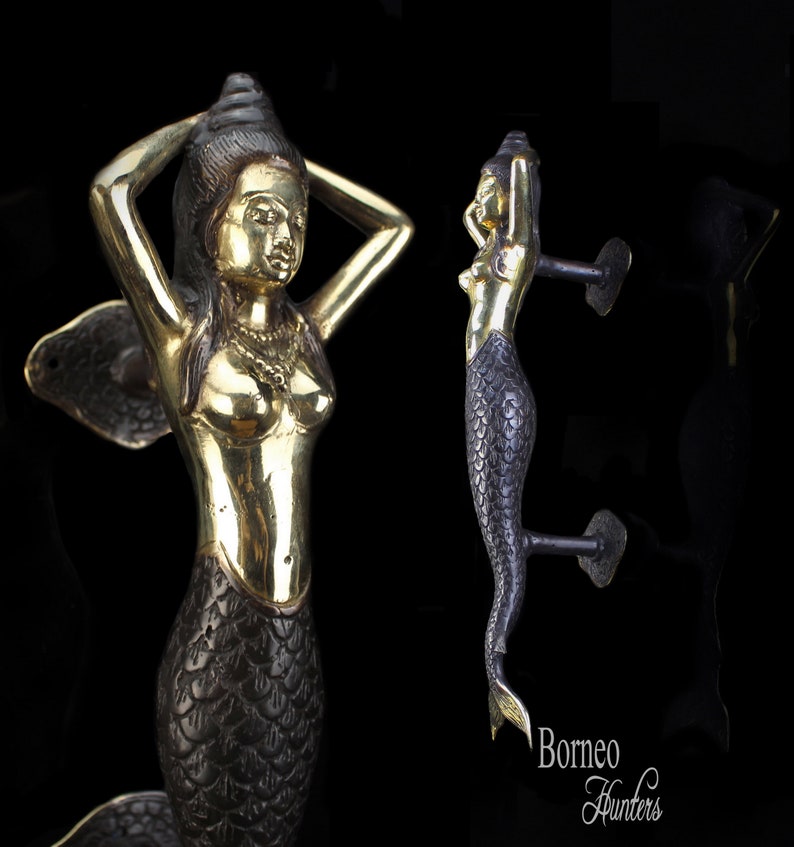 Mermaid Door Handle Knob Pull 13/ 33cm Brass Mermaid Etsy