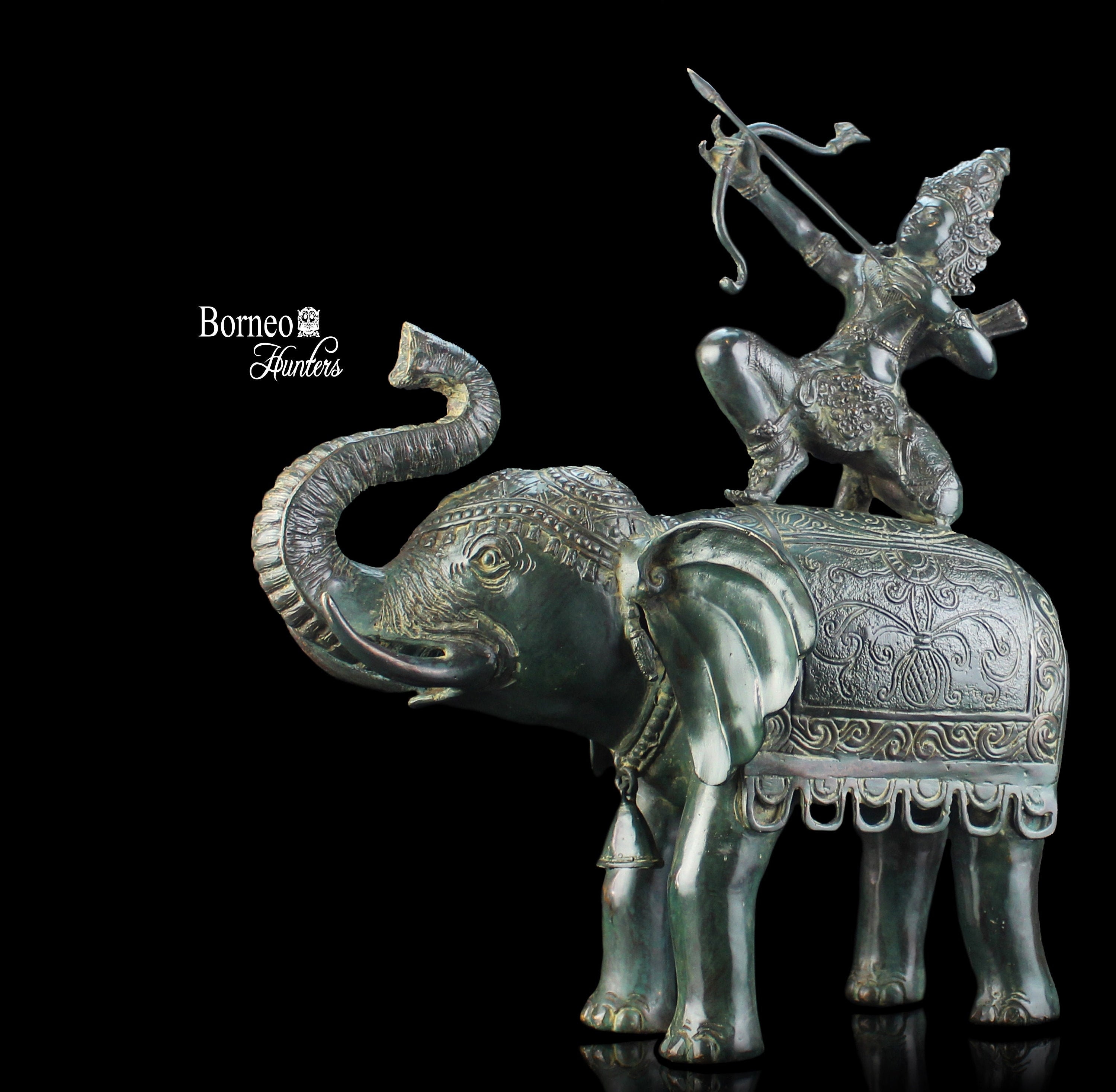 Bronze Rama On Elephant Sculpture Hindu Art | 18"/45cm