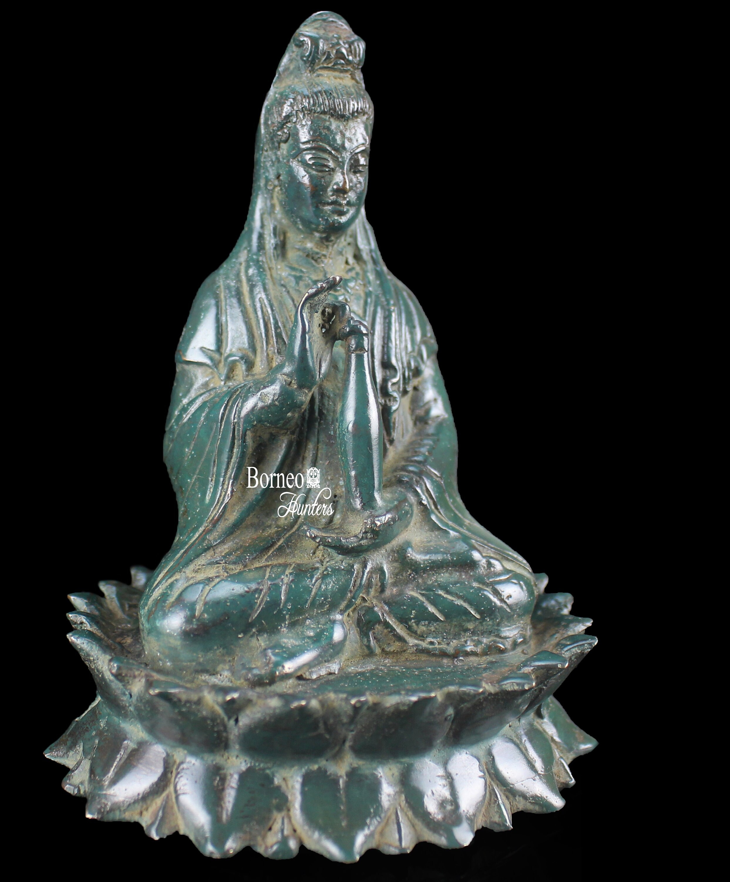 ブロンズ観音像：慈悲の菩薩坐像（5.1インチ） - Etsy 日本