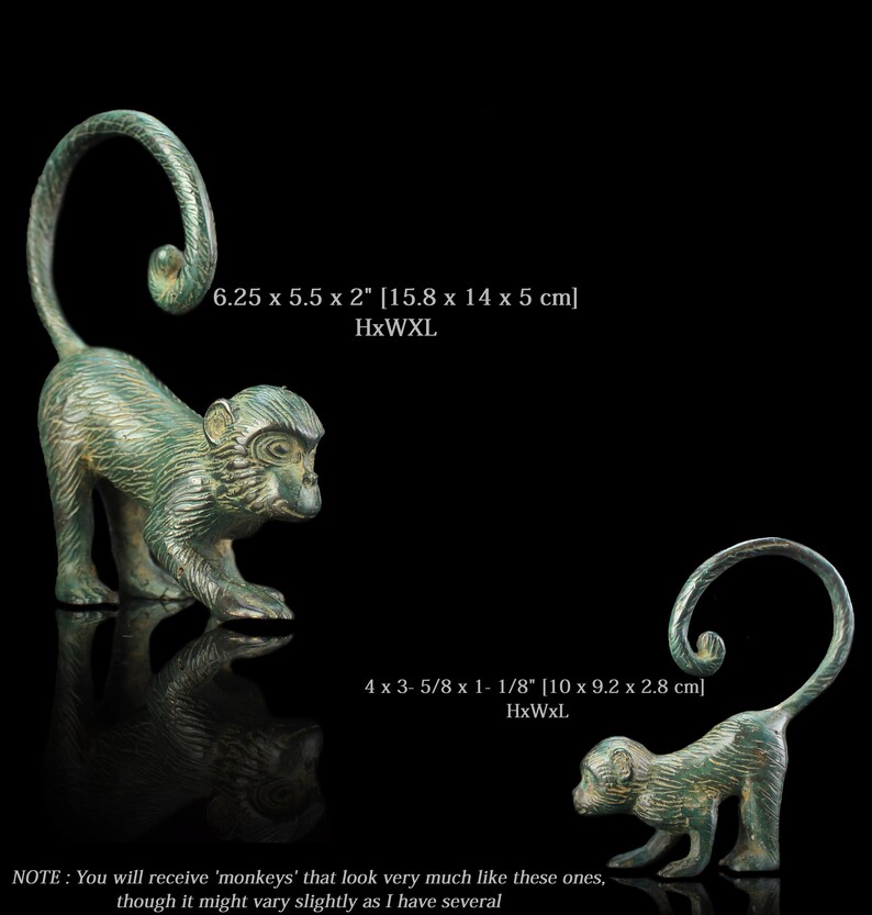 Two Little Bronze MONKEYS 6.25 & 4 Monkey Figurines Etsy