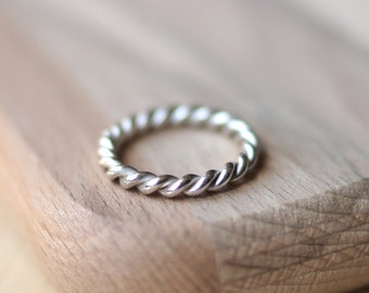 silver twisted rings for women, twisted  solid silver rings for friendship gift