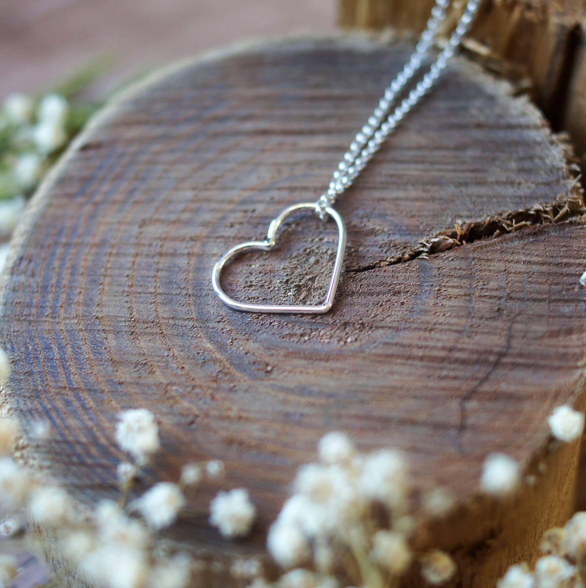 Silver Floating Heart Necklace - F3355 | Chapelle Jewellers