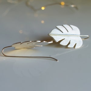 Boucles d'oreilles tropicales faites main en argent sterling 925, bijoux nature, boucles d'oreilles femme, boucles d'oreilles feuilles tropicales image 6